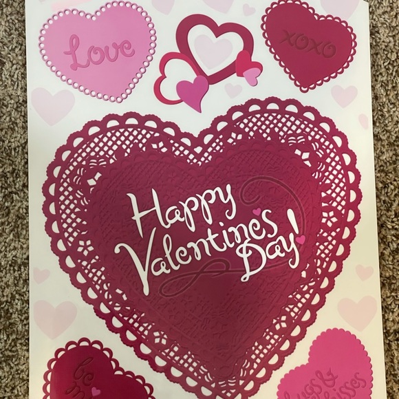 Lot Of 6~Valentine's Day Cupid Happy Valentine's Day Glitter Window Clings Sheet - Picture 3 of 7